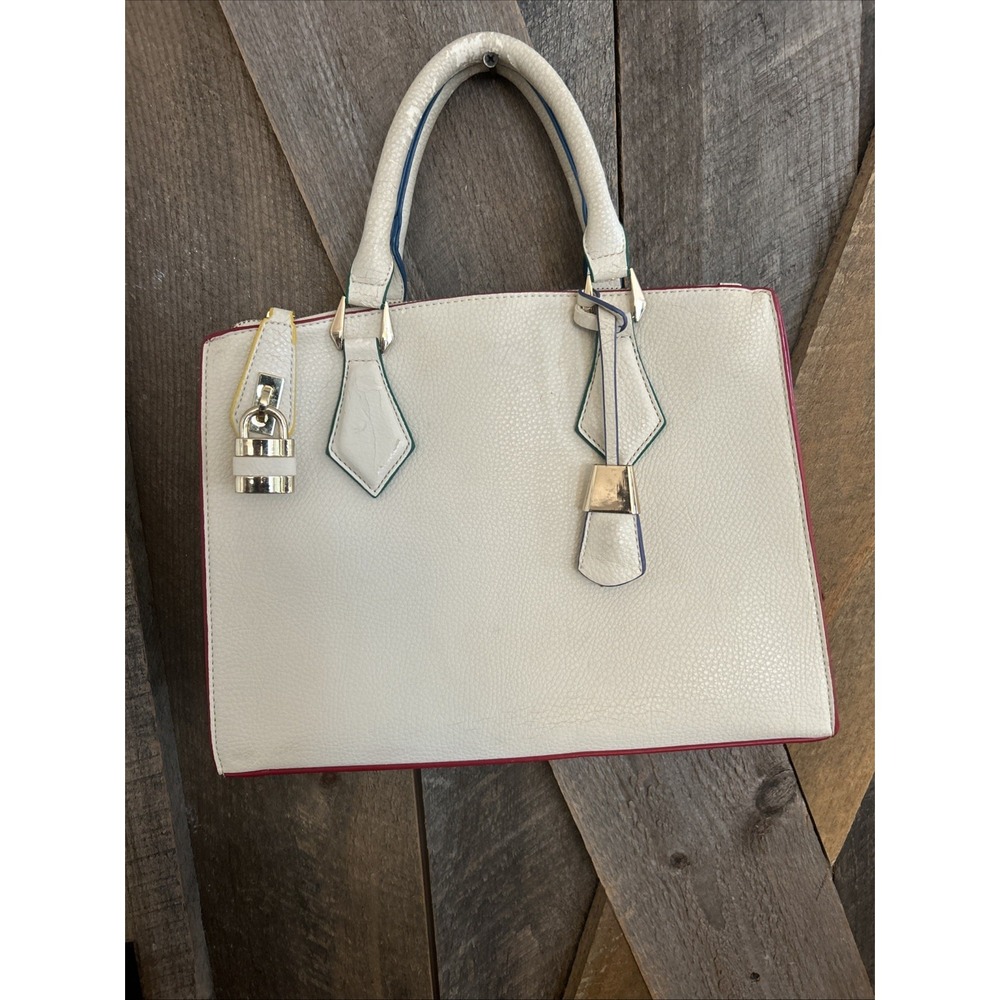 ❤️Charming Charlie Tote Shopper Bag White Double Handle
